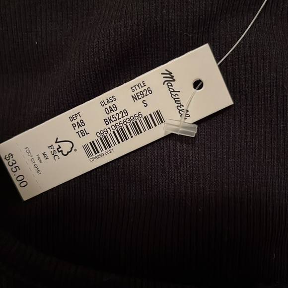 Madewell black short sleeve crop top. New with tags - Picture 2 of 3